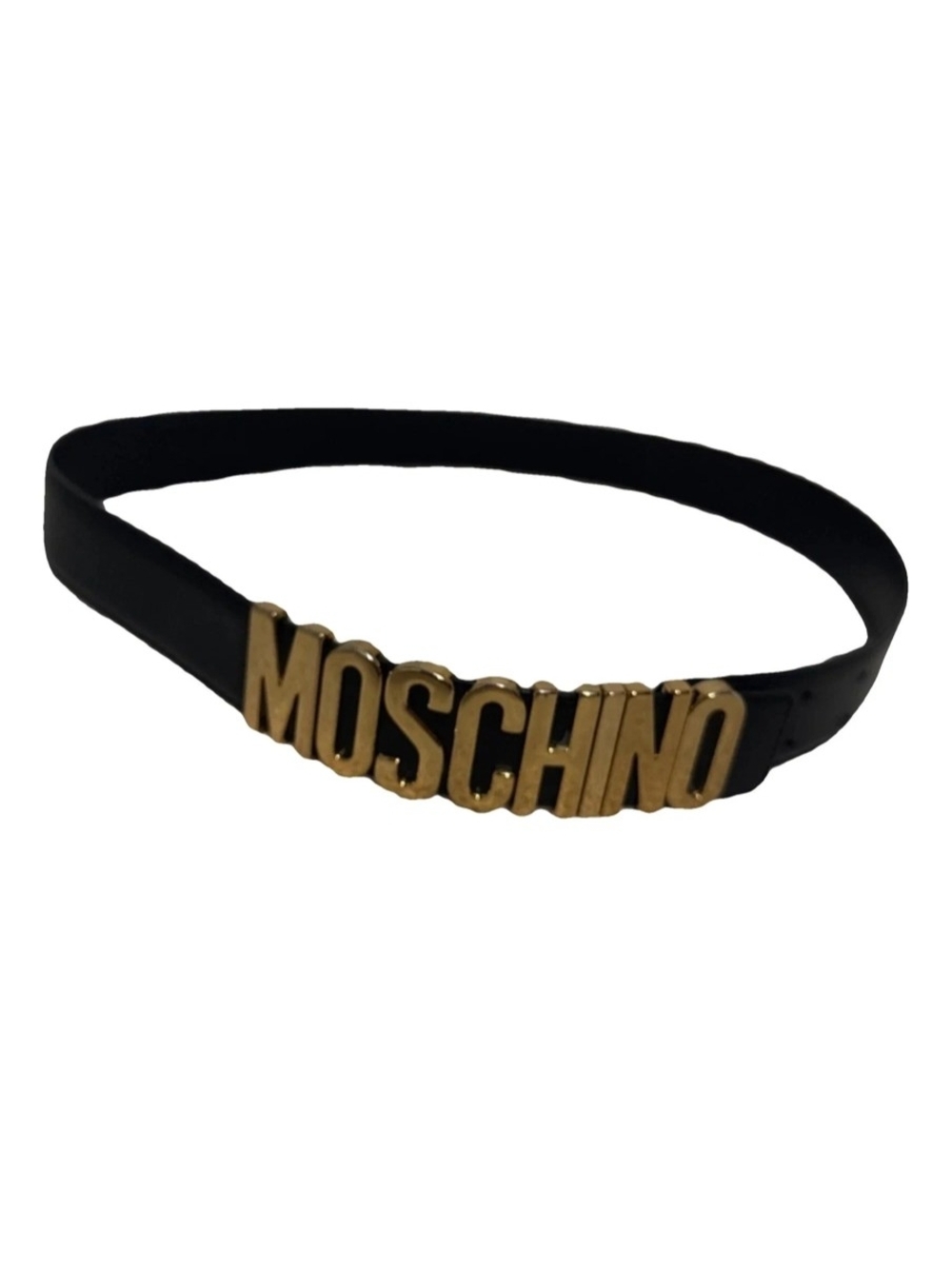 Moschino Black Belt with Gold MOSCHINO Lettering